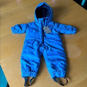 Patagonia Baby Snow Pile One-Piece Waterproof Snowsuit 3-6 M Blue NWT Bunting